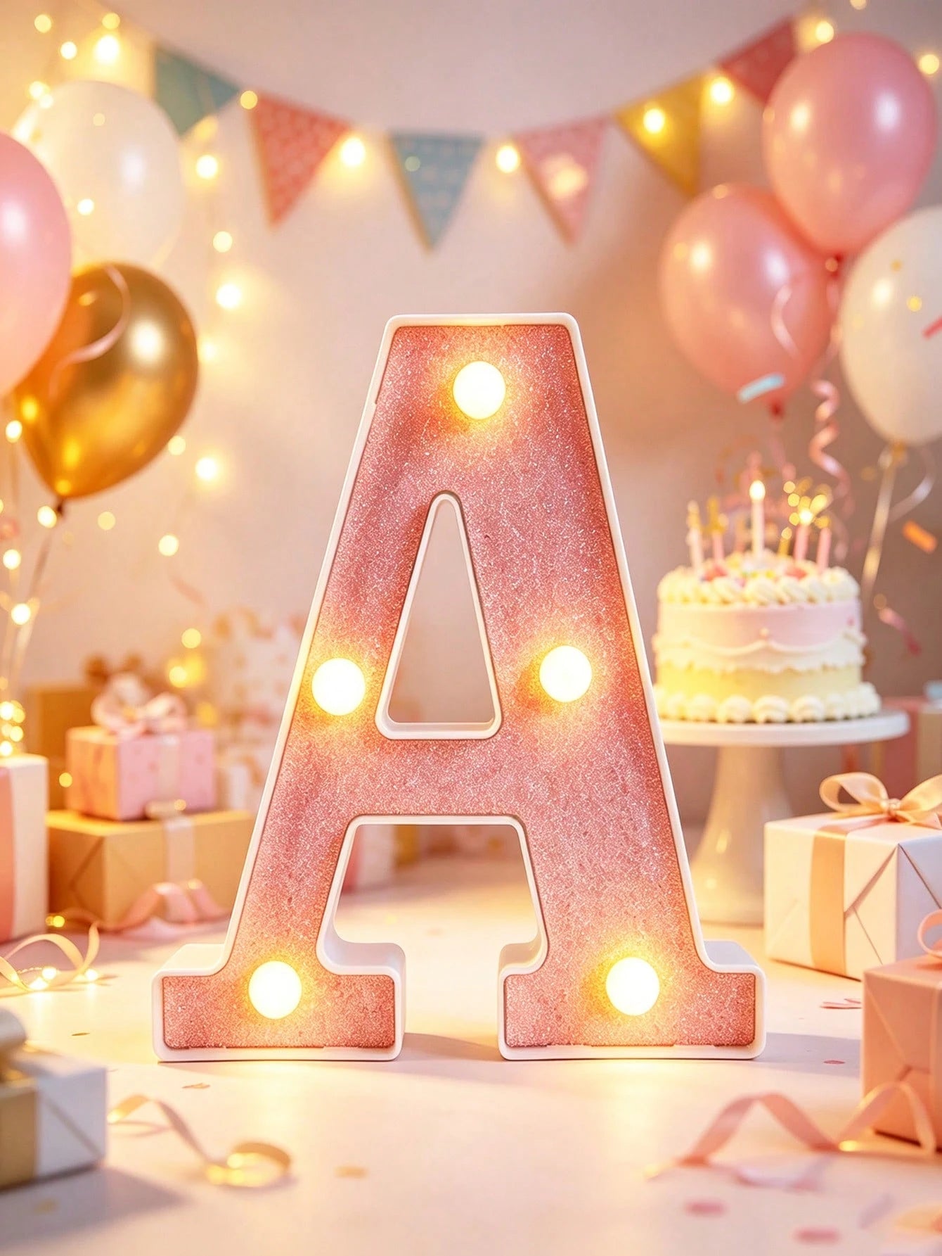 1pc 16cm Pink Glowing Letter Light, Home Decor LED Letter Lamp, Indoor Room Decoration, Wedding Proposal Decoration, Birthday Party Decoration Letter Sign