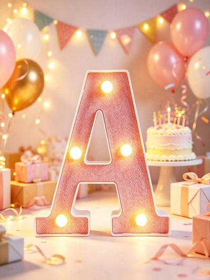 1pc 16cm Pink Glowing Letter Light, Home Decor LED Letter Lamp, Indoor Room Decoration, Wedding Proposal Decoration, Birthday Party Decoration Letter Sign