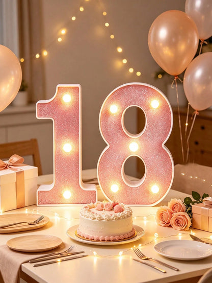 1pc 16cm Pink Glowing Letter Light, Home Decor LED Letter Lamp, Indoor Room Decoration, Wedding Proposal Decoration, Birthday Party Decoration Letter Sign