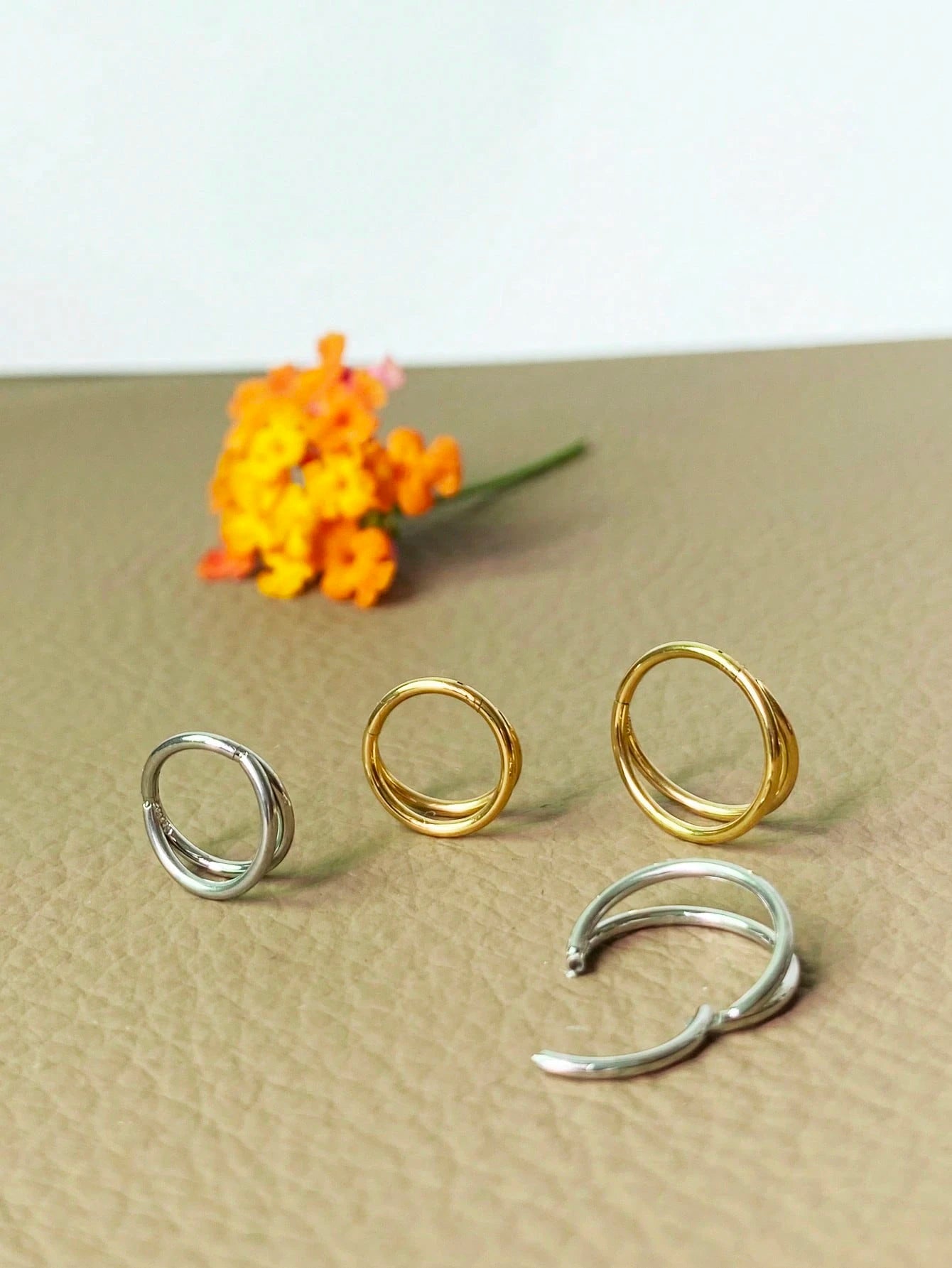 1pc 18g/20g Stainless Steel Double Line Nose Ring Septum Hoop Nose Ring Lip Ring Earring Conch Piercing