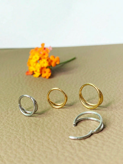 1pc 18g/20g Stainless Steel Double Line Nose Ring Septum Hoop Nose Ring Lip Ring Earring Conch Piercing