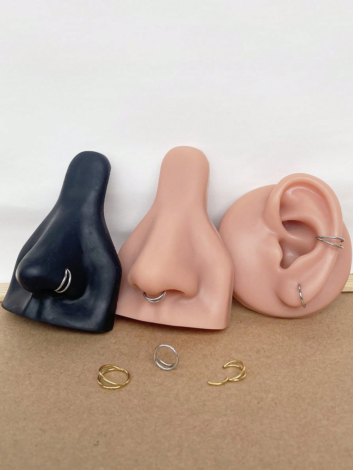 1pc 18g/20g Stainless Steel Double Line Nose Ring Septum Hoop Nose Ring Lip Ring Earring Conch Piercing