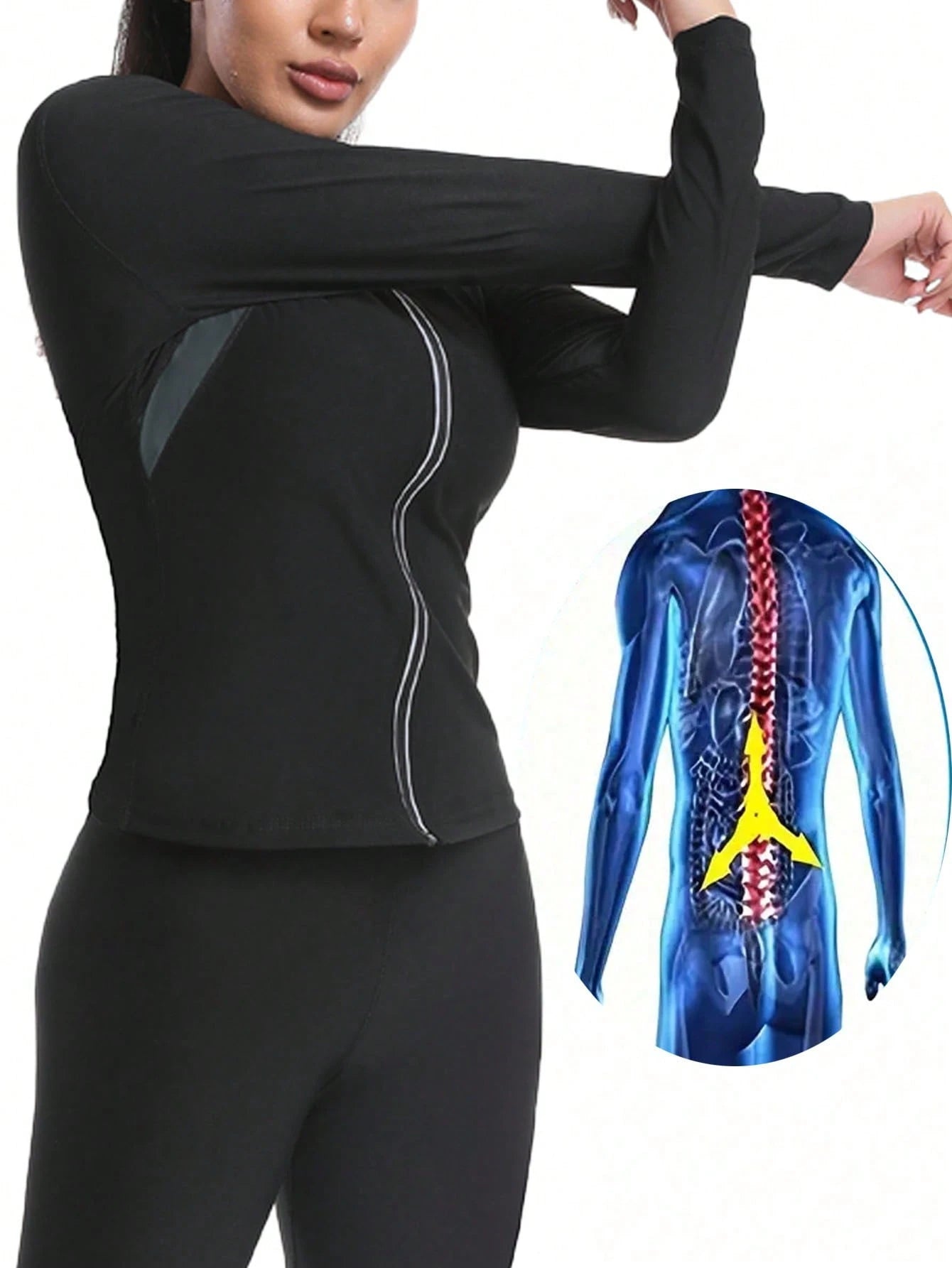 1pc 2025 New Design Women Outdoor Running/Fitness Grey Splicing Long Sleeve Yoga Tight Shirt With Zipper, Waist Trainer Fall
