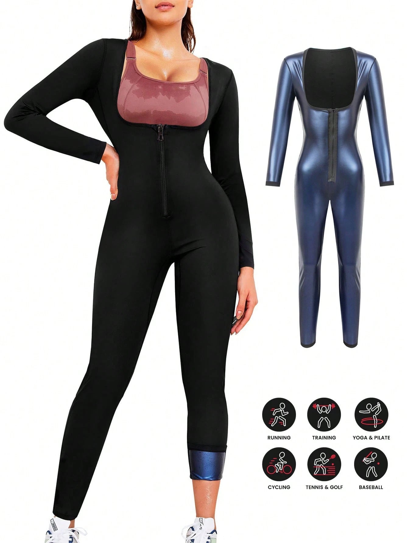 1pc 2026 New 4-In-1 Sauna Fitness Body Shaping Jumpsuit, Of Fat Burning! Fall