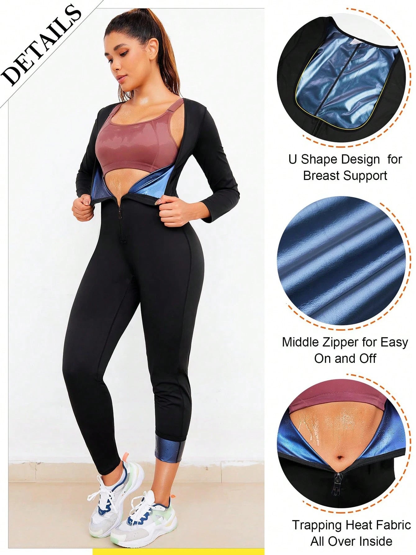 1pc 2026 New 4-In-1 Sauna Fitness Body Shaping Jumpsuit, Of Fat Burning! Fall
