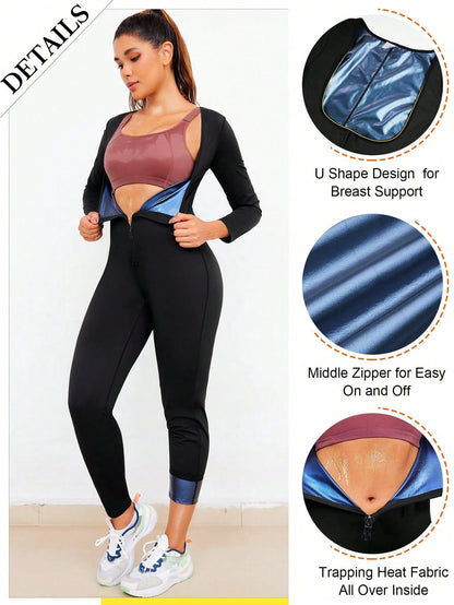 1pc 2026 New 4-In-1 Sauna Fitness Body Shaping Jumpsuit, Of Fat Burning! Fall