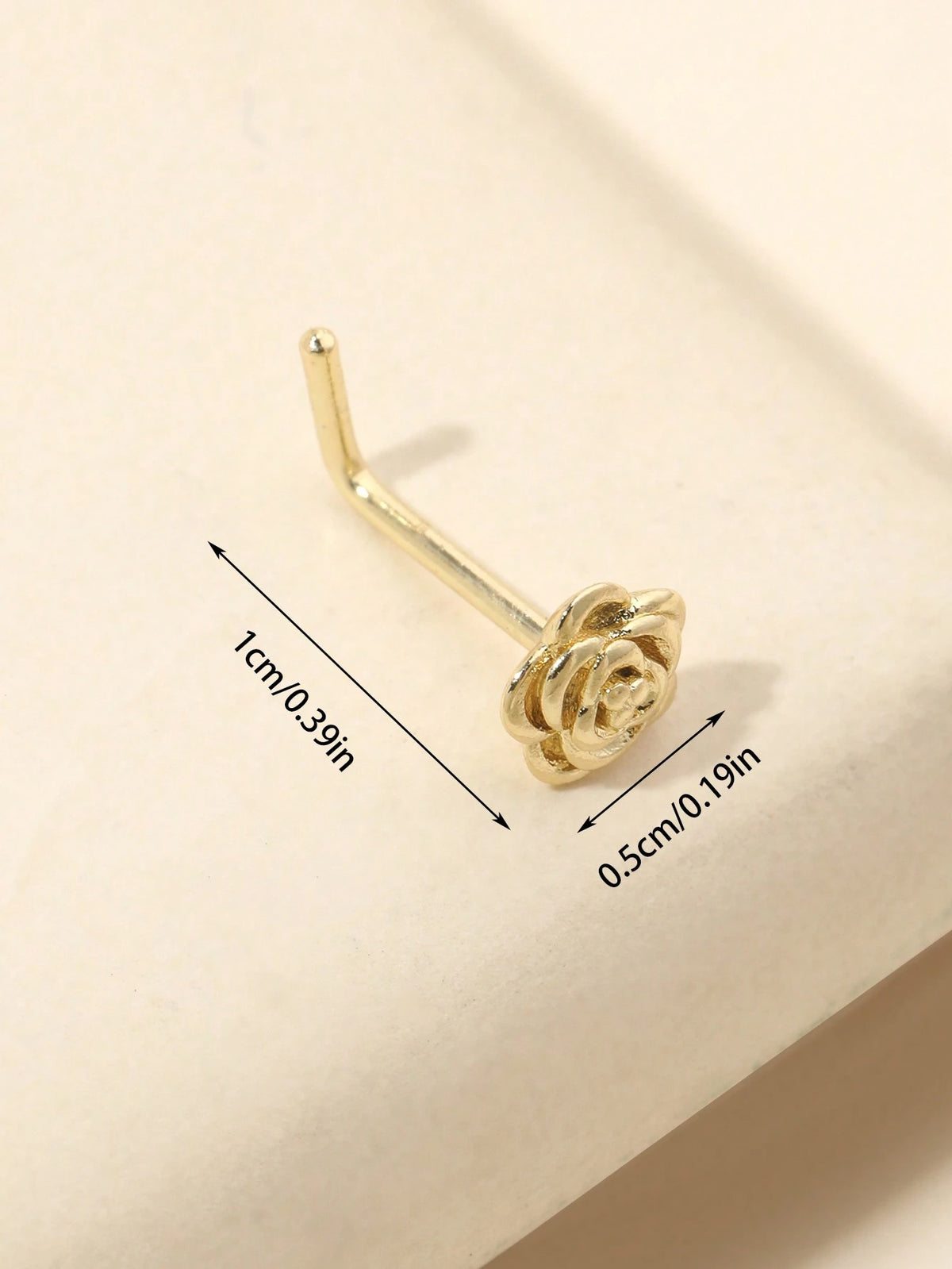 1pc 20G L-Shaped Rose Flower Nose Stud, Women's Daily Wear Nose Jewelry Valentines,Mom,Mother,Mother's Day,Gift