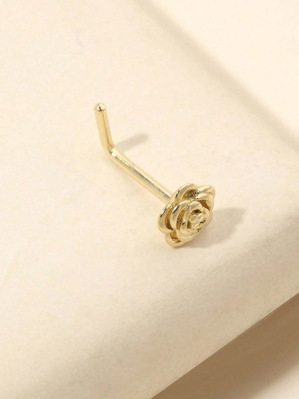 1pc 20G L-Shaped Rose Flower Nose Stud, Women's Daily Wear Nose Jewelry Valentines,Mom,Mother,Mother's Day,Gift