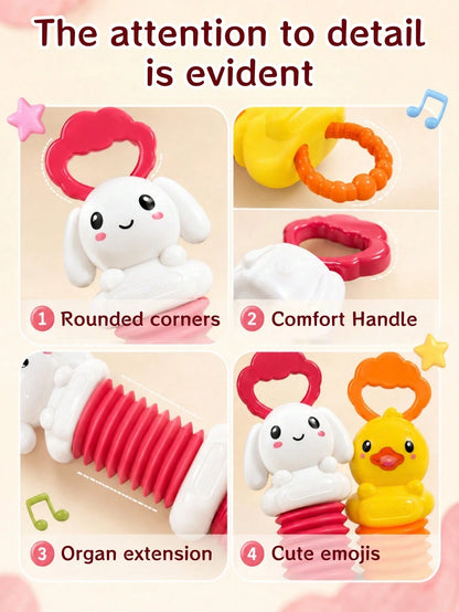1pc 27cm Cute Cartoon Duck Rabbit Stretchable Baby Accordion Rattle Toy, Baby Grip Training, Early Learning Toy, Baby Bath, Indoor Crib Bedroom And Stroller Play All Year Round, Baby Toy, Montessori T