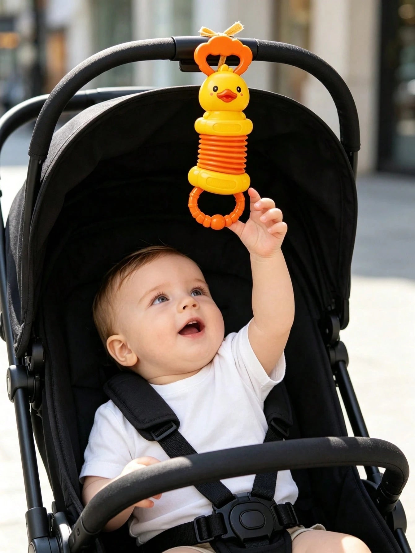 1pc 27cm Cute Cartoon Duck Rabbit Stretchable Baby Accordion Rattle Toy, Baby Grip Training, Early Learning Toy, Baby Bath, Indoor Crib Bedroom And Stroller Play All Year Round, Baby Toy, Montessori T