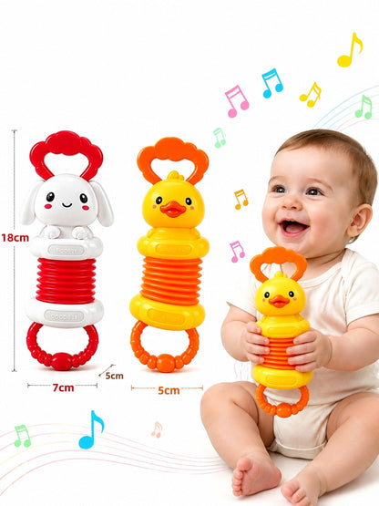 1pc 27cm Cute Cartoon Duck Rabbit Stretchable Baby Accordion Rattle Toy, Baby Grip Training, Early Learning Toy, Baby Bath, Indoor Crib Bedroom And Stroller Play All Year Round, Baby Toy, Montessori T