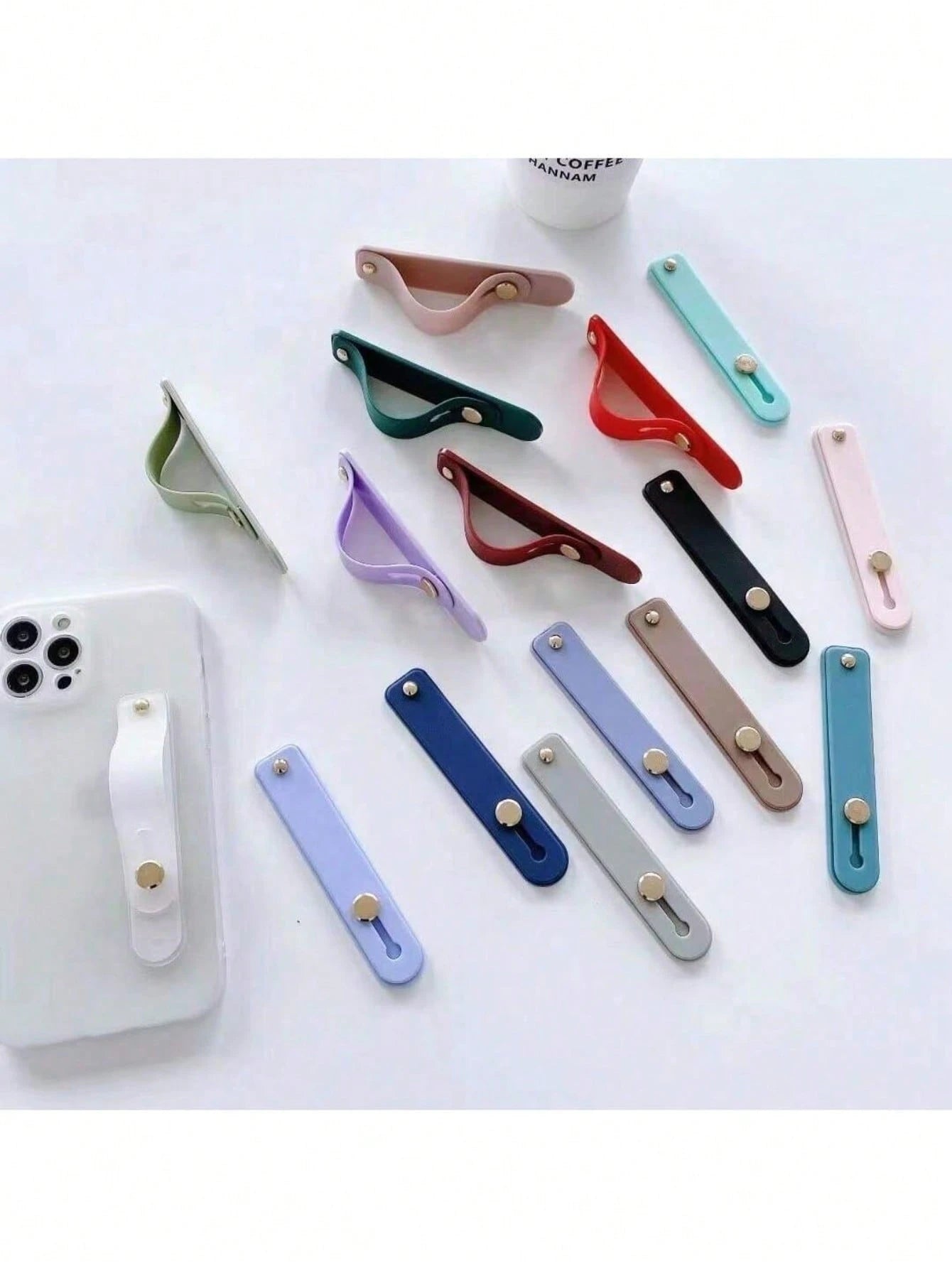 1pc/2pcs/3pcs/4pcs/5pcs Colorful Finger Ring Phone Holder- Self-Adhesive, Anti-Drop, Wrist Strap Compatible, 10 Color Options, PC Material, Easy Installation, Fashionable Phone Accessory Compatible W