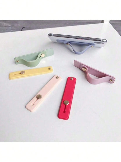 1pc/2pcs/3pcs/4pcs/5pcs Colorful Finger Ring Phone Holder- Self-Adhesive, Anti-Drop, Wrist Strap Compatible, 10 Color Options, PC Material, Easy Installation, Fashionable Phone Accessory Compatible W