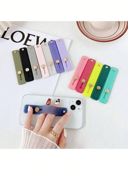 1pc/2pcs/3pcs/4pcs/5pcs Colorful Finger Ring Phone Holder- Self-Adhesive, Anti-Drop, Wrist Strap Compatible, 10 Color Options, PC Material, Easy Installation, Fashionable Phone Accessory Compatible W