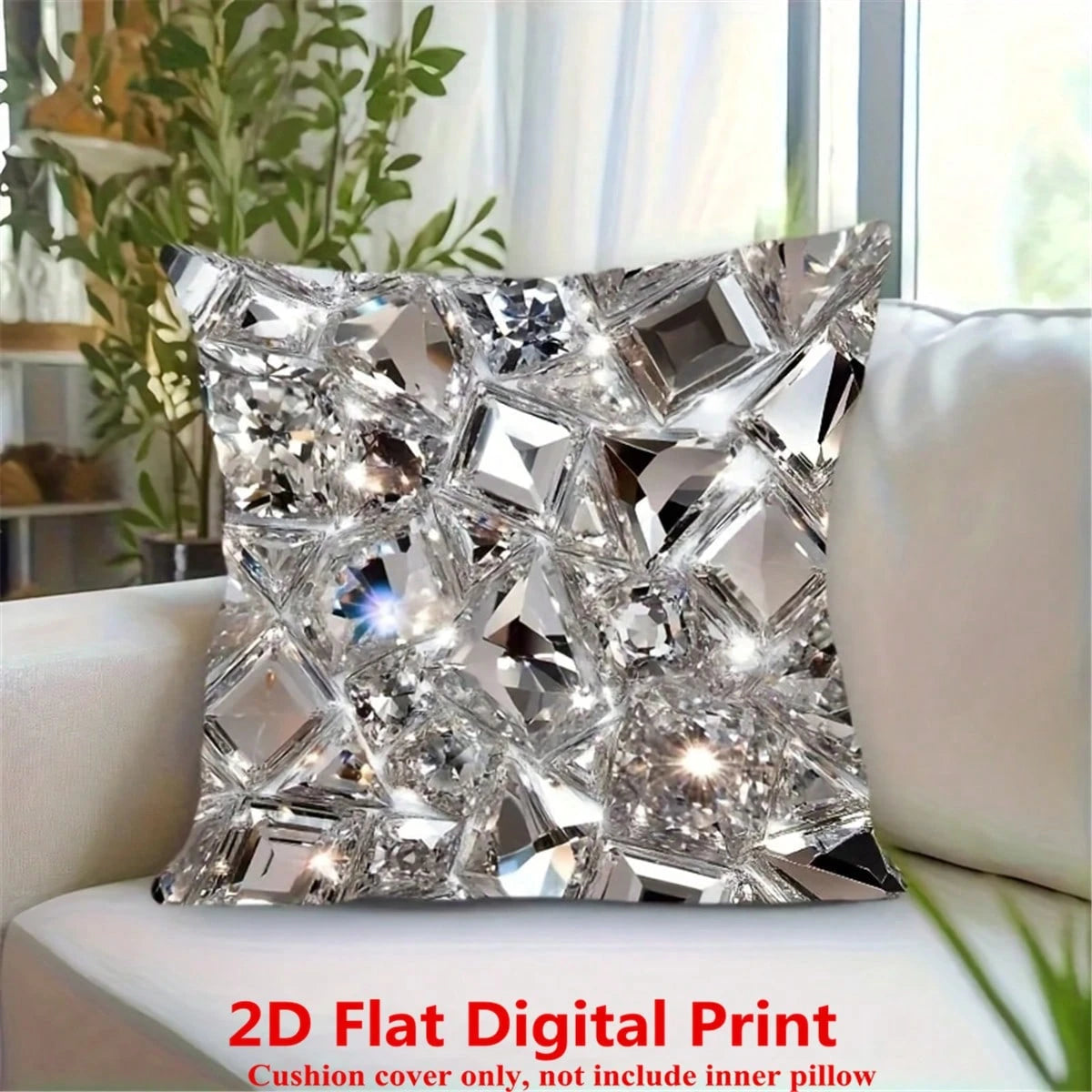 1pc/2pcs 45x45cm Pillow Case- Modern Abstract Design, Rhinestone Embellished, Zipper Closure, Suitable For Sofa, Living Room, Porch And Outdoor Space, Sofa Pillow Case| Modern Pillow Case| Polyeste