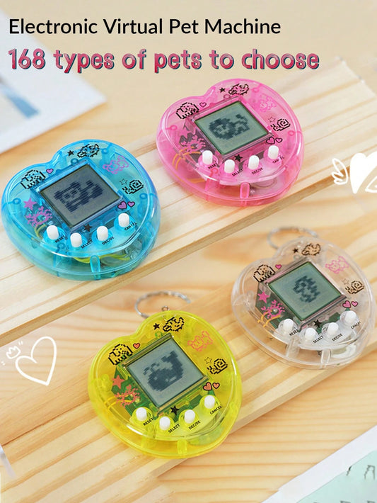 1pc/2PCS/4PCS Mini Virtual Pet Game Console,Personalize The Heart-Shaped Look In A Transparent Color,Portable Design (Can Be Used As A Keychain/Bag Pendant),An Educational Toy For Children To Raise An