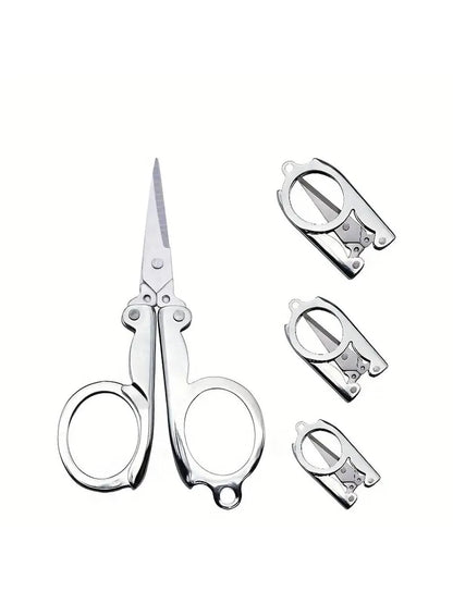 1pc/2pcs/4pcs Stainless Steel Folding Small Scissors Travel Scissors Sewing Scissors Portable Mini Scissors