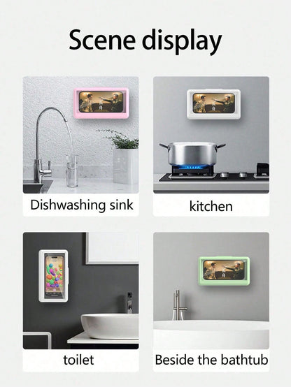 1pc/2pcs/4pcs Waterproof Bathroom Phone Case With Touch Screen Function And Adjustable Phone Holder, Convenient For Watching Videos And Shows In Shower Or Kitchen Sink, No Drilling Required. [Note: No
