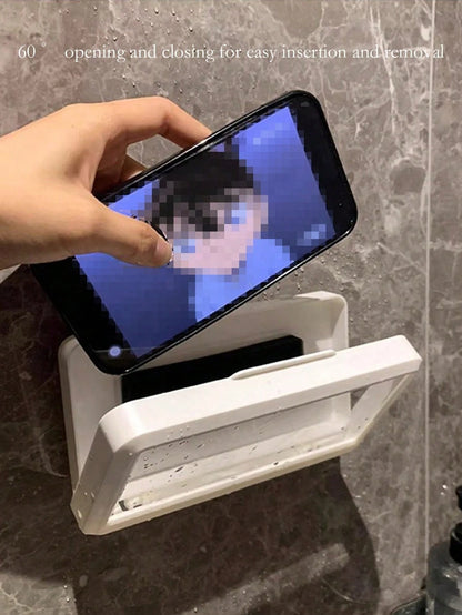 1pc/2pcs/4pcs Waterproof Bathroom Phone Case With Touch Screen Function And Adjustable Phone Holder, Convenient For Watching Videos And Shows In Shower Or Kitchen Sink, No Drilling Required. [Note: No