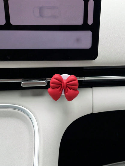 1pc/2pcs Bowknot Air Vent Decor Clip, PVC Soft Rubber Bowknot Car Air Vent Decoration, Car Interior Accessories For Women