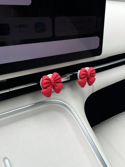 1pc/2pcs Bowknot Air Vent Decor Clip, PVC Soft Rubber Bowknot Car Air Vent Decoration, Car Interior Accessories For Women