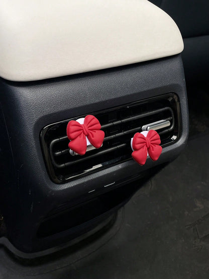 1pc/2pcs Bowknot Air Vent Decor Clip, PVC Soft Rubber Bowknot Car Air Vent Decoration, Car Interior Accessories For Women