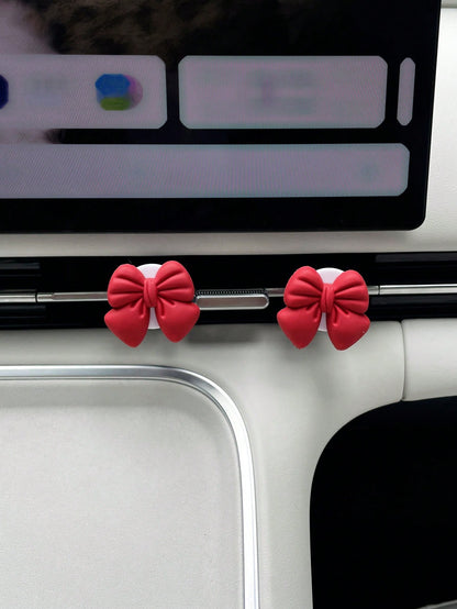 1pc/2pcs Bowknot Air Vent Decor Clip, PVC Soft Rubber Bowknot Car Air Vent Decoration, Car Interior Accessories For Women