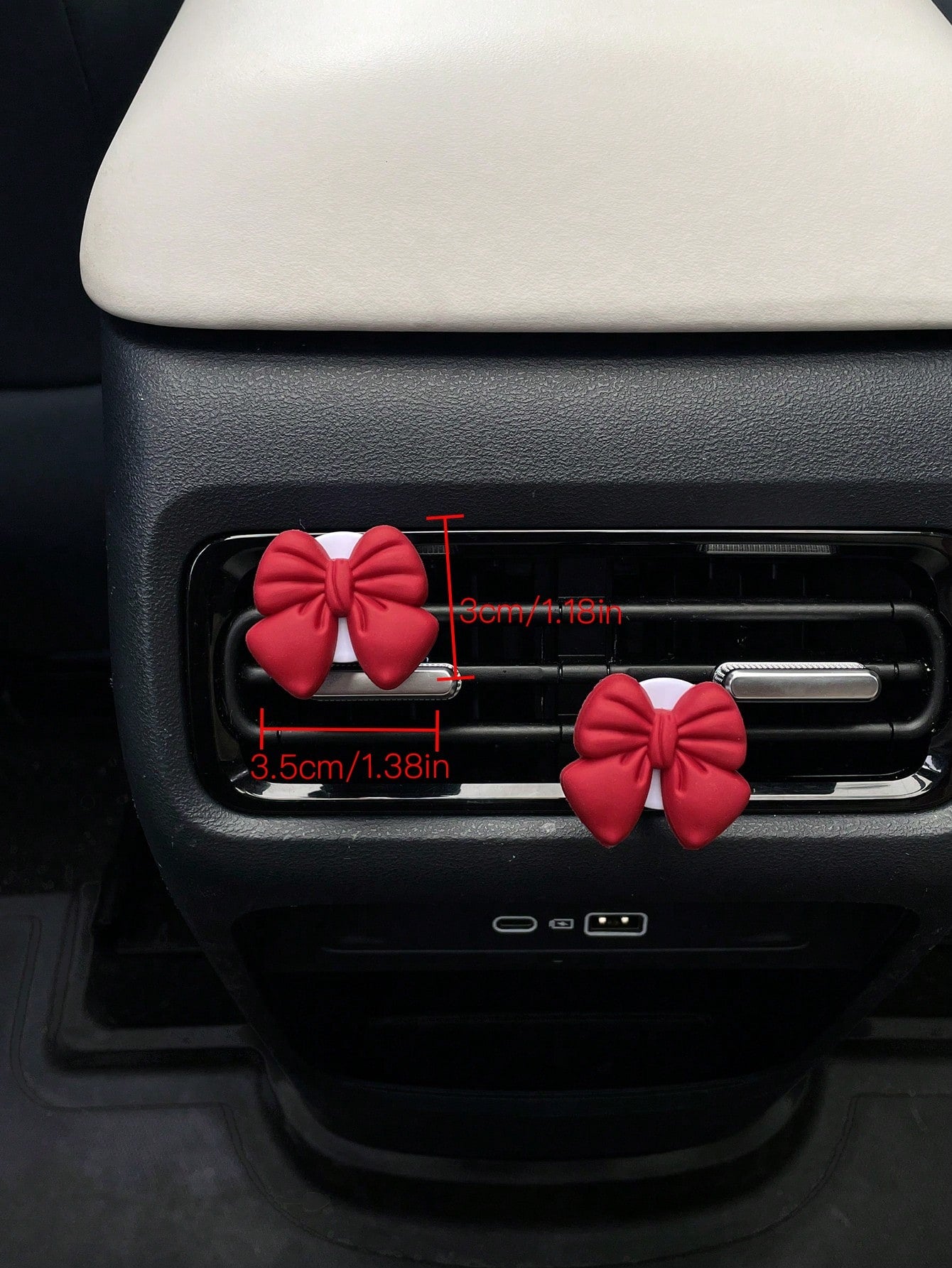 1pc/2pcs Bowknot Air Vent Decor Clip, PVC Soft Rubber Bowknot Car Air Vent Decoration, Car Interior Accessories For Women