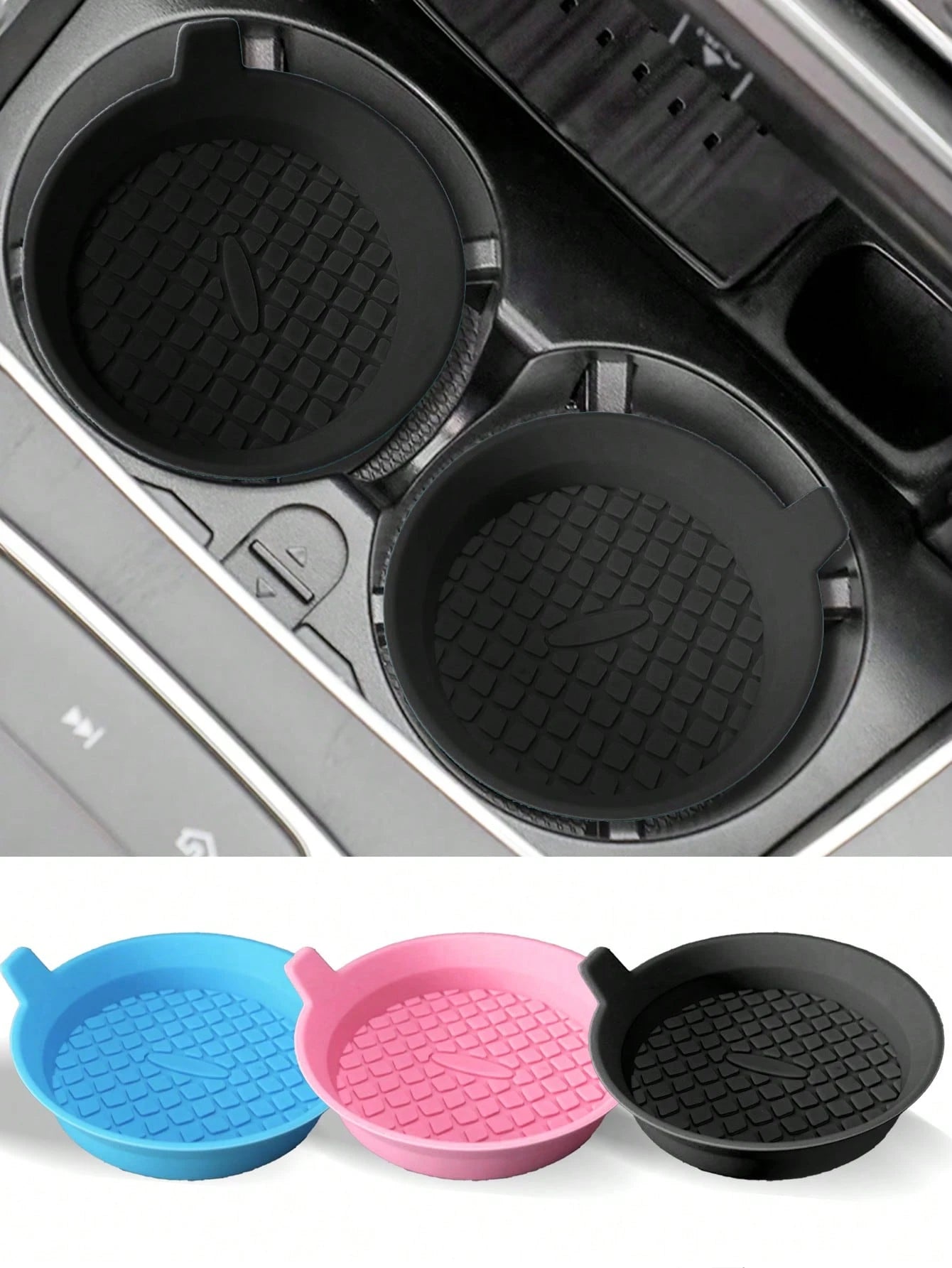 1pc/2pcs Car Cup Holder Coasters, Embedded Cup Holder Coasters, Universal Car Non-Slip Cup Holder Embedded Decorative Silicone Coasters, Car Interior Mats, 7cm/2.75in Soft Rubber Coaster Set Round Car
