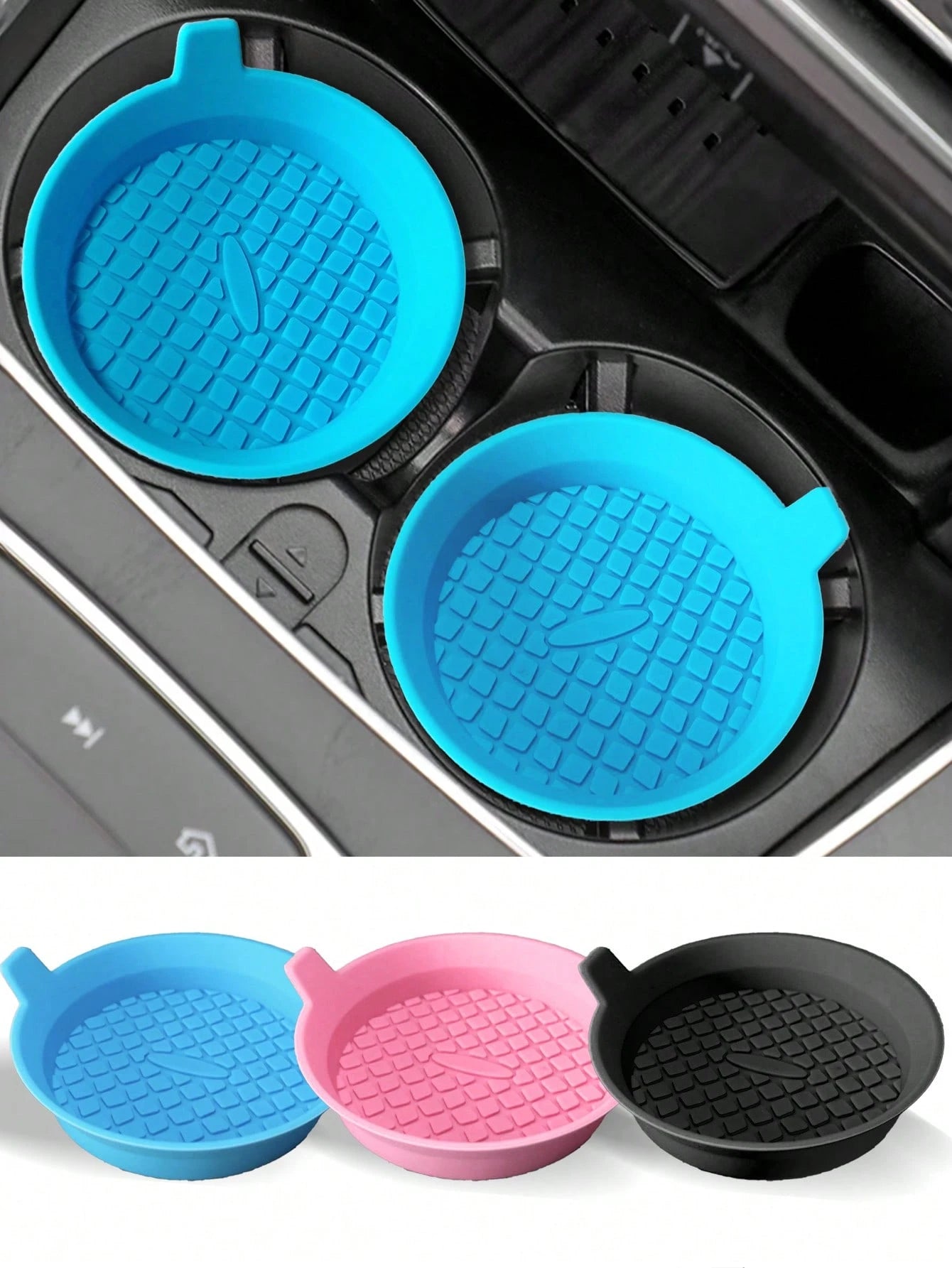 1pc/2pcs Car Cup Holder Coasters, Embedded Cup Holder Coasters, Universal Car Non-Slip Cup Holder Embedded Decorative Silicone Coasters, Car Interior Mats, 7cm/2.75in Soft Rubber Coaster Set Round Car