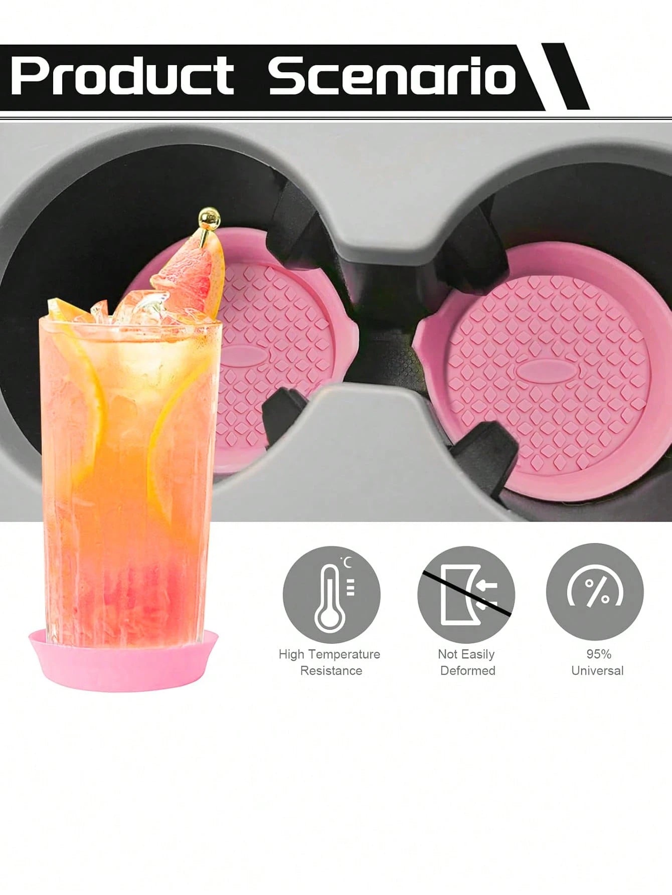 1pc/2pcs Car Cup Holder Coasters, Embedded Cup Holder Coasters, Universal Car Non-Slip Cup Holder Embedded Decorative Silicone Coasters, Car Interior Mats, 7cm/2.75in Soft Rubber Coaster Set Round Car