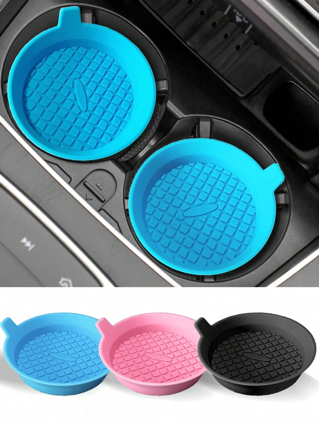 1pc/2pcs Car Cup Holder Coasters, Embedded Cup Holder Coasters, Universal Car Non-Slip Cup Holder Embedded Decorative Silicone Coasters, Car Interior Mats, 7cm/2.75in Soft Rubber Coaster Set Round Car