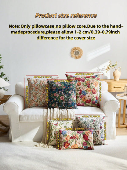 1pc/2pcs Floral Pattern Decorative Throw Pillow Cover, Suitable For All Seasons, Available In Multiple Colors, Patterns And Sizes, High-Density Jacquard Fabric Pillowcase (Pillow Insert Not Included)