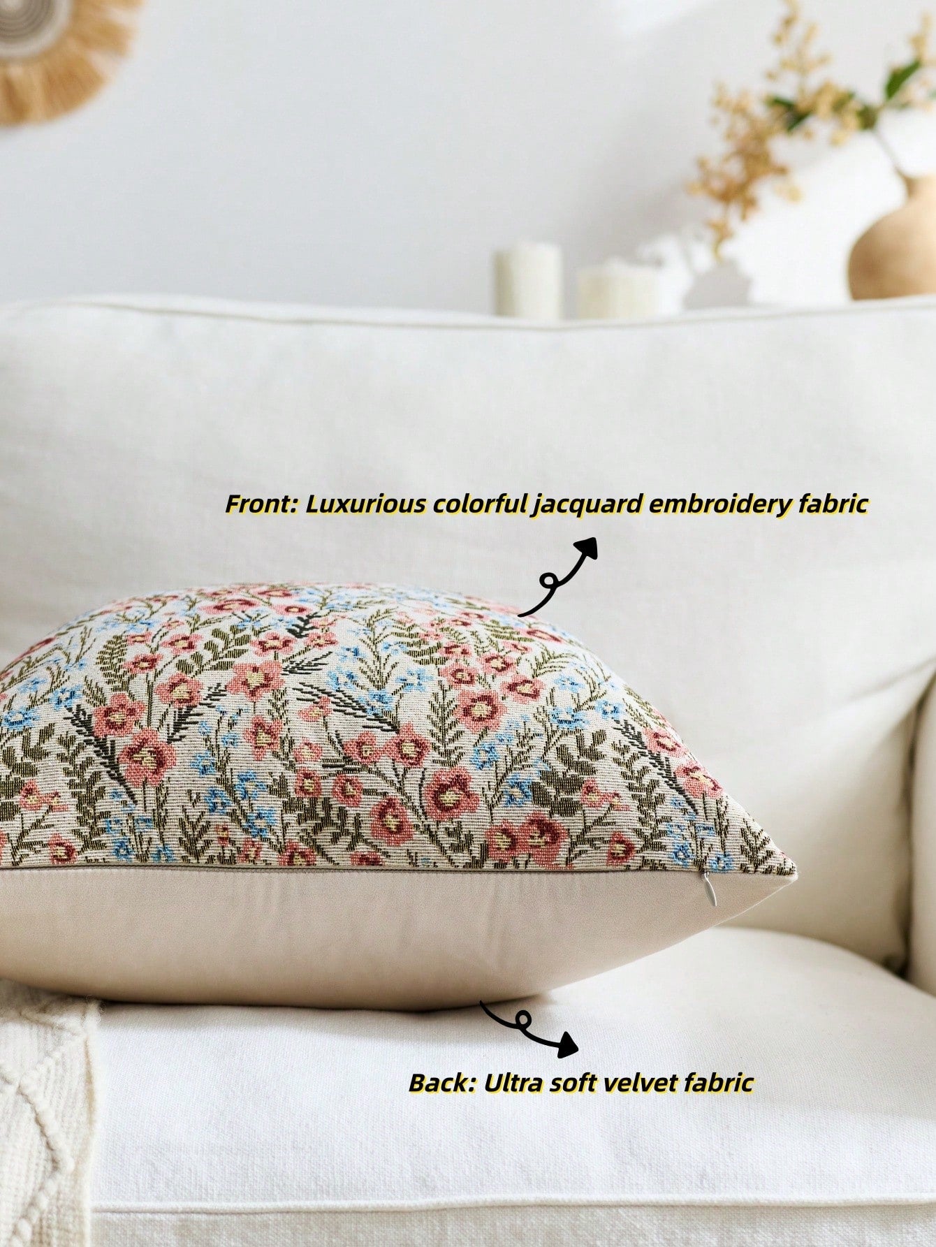 1pc/2pcs Floral Pattern Decorative Throw Pillow Cover, Suitable For All Seasons, Available In Multiple Colors, Patterns And Sizes, High-Density Jacquard Fabric Pillowcase (Pillow Insert Not Included)