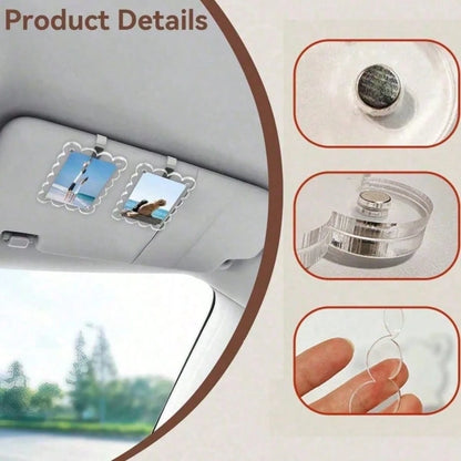 1pc/2pcs New Magnetic Photo Clip For Car Sun Visor, Universal Acrylic Fridge Magnet Transparent Magnetic Instant Photo Frame, Car Sun Visor Photo Frame Clip, Personalized DIY Car Decor Photo Frame, Co