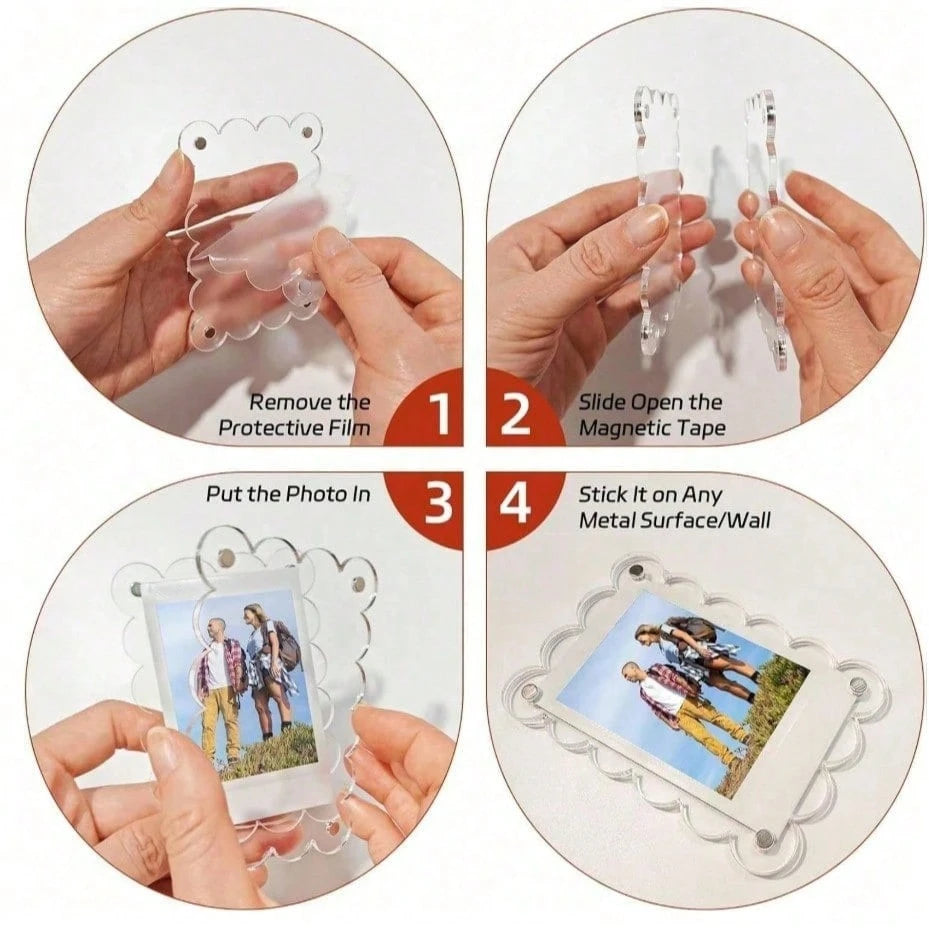 1pc/2pcs New Magnetic Photo Clip For Car Sun Visor, Universal Acrylic Fridge Magnet Transparent Magnetic Instant Photo Frame, Car Sun Visor Photo Frame Clip, Personalized DIY Car Decor Photo Frame, Co