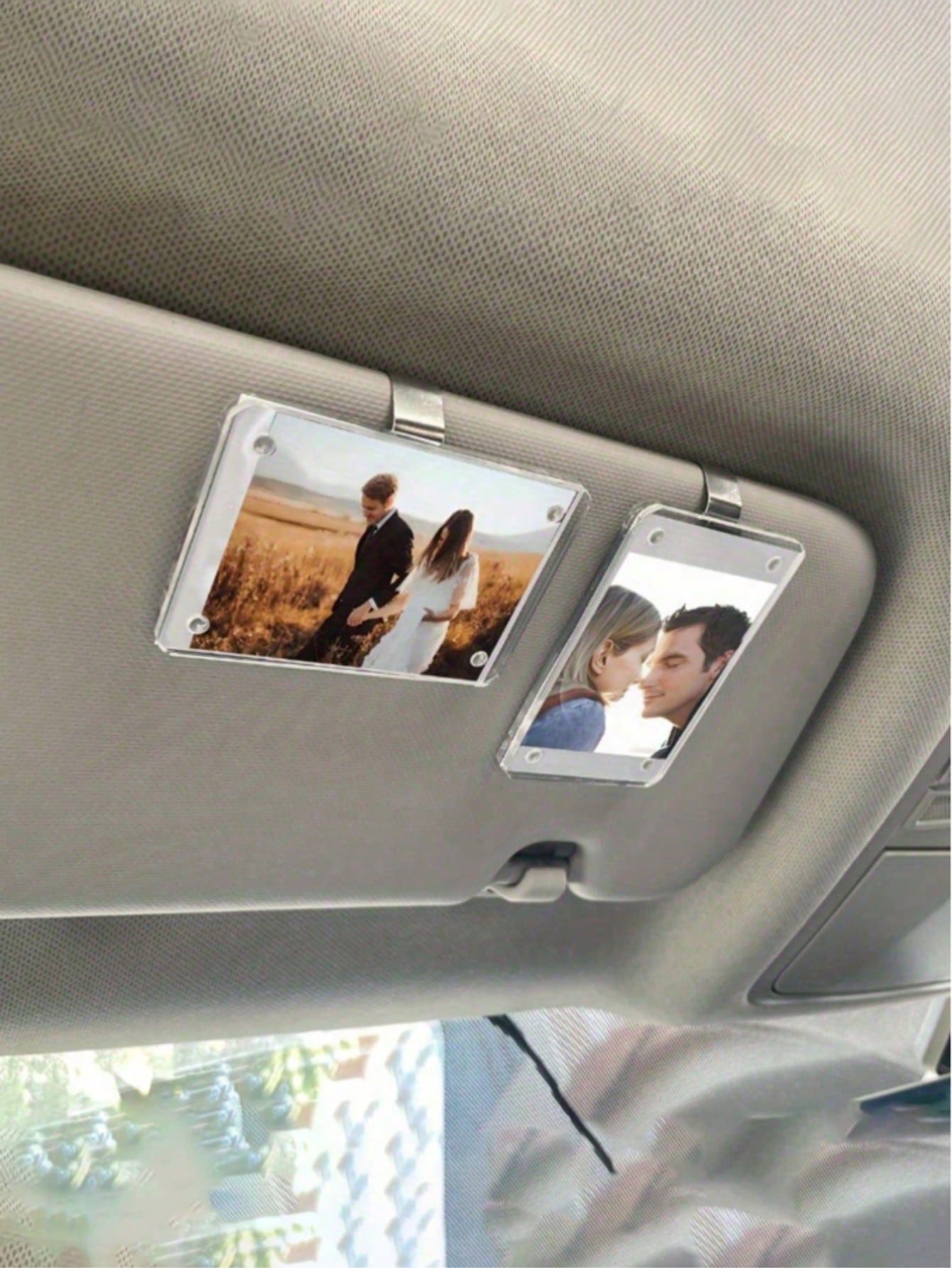 1pc/2pcs New Magnetic Photo Clip For Car Sun Visor, Universal Acrylic Fridge Magnet Transparent Magnetic Instant Photo Frame, Car Sun Visor Photo Frame Clip, Personalized DIY Car Decor Photo Frame, Co
