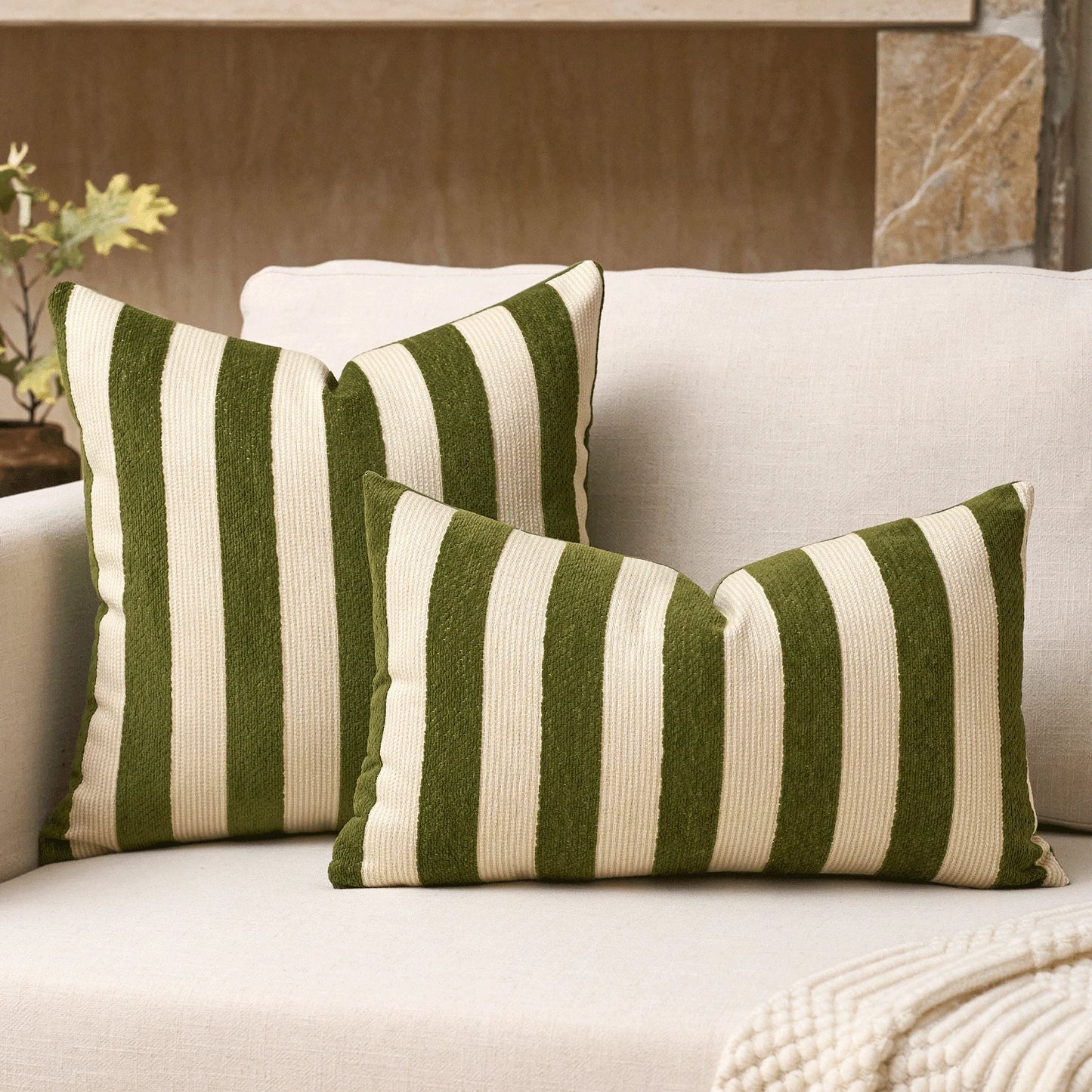 1pc/2pcs Red-Brown Striped Chenille Decorative Throw Pillow Cover, Soft Modern Abstract Bohemian Style Cushion Case For Sofa, Bedroom, Living Room, All Season, Also Suitable As Gift