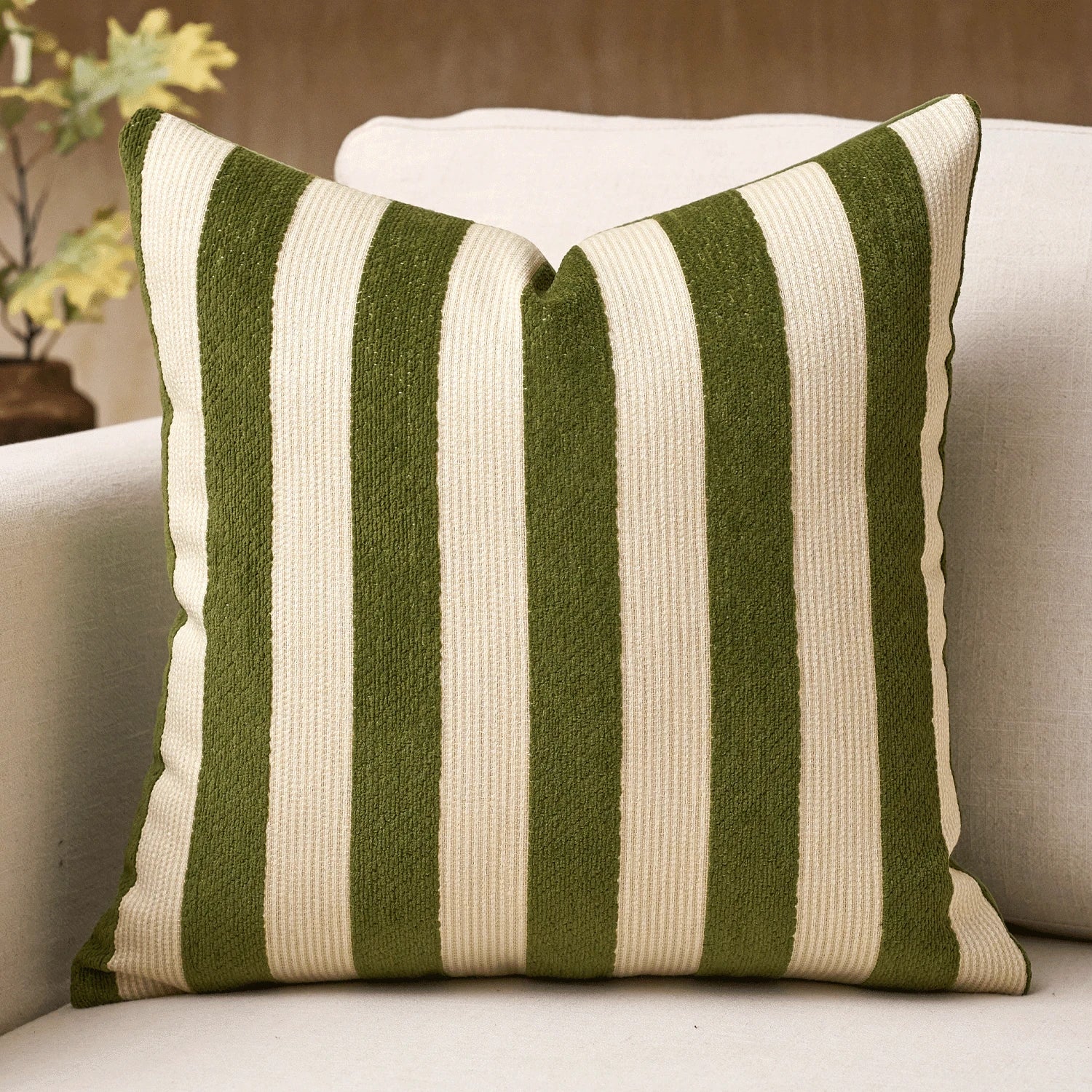 1pc/2pcs Red-Brown Striped Chenille Decorative Throw Pillow Cover, Soft Modern Abstract Bohemian Style Cushion Case For Sofa, Bedroom, Living Room, All Season, Also Suitable As Gift