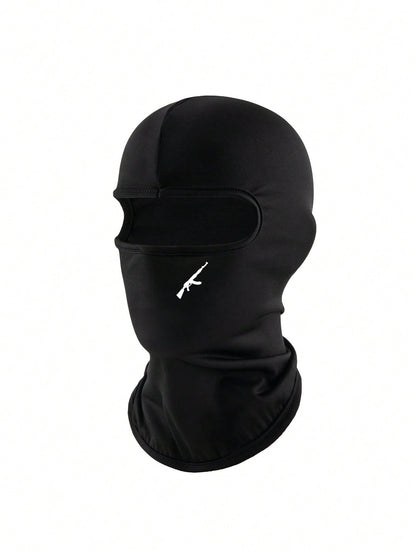 1pc/2pcs Unisex Solid Color Printed Balaclava Headwear Set, Single Hole Full Face Mask For Cycling, Suitable For Daily Wear And Outdoor Activities