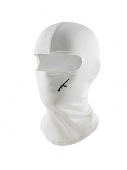 1pc/2pcs Unisex Solid Color Printed Balaclava Headwear Set, Single Hole Full Face Mask For Cycling, Suitable For Daily Wear And Outdoor Activities