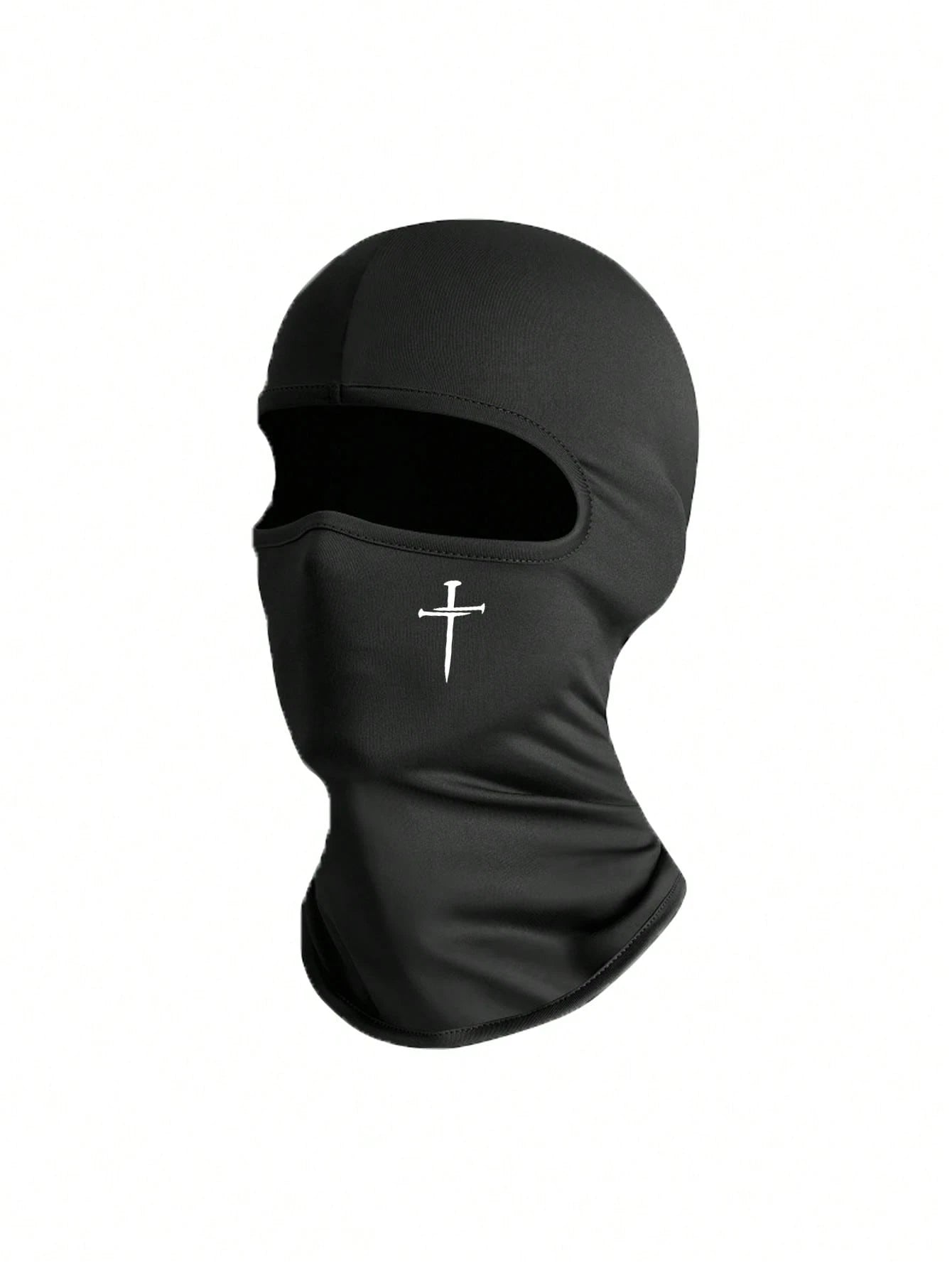 1pc/2pcs Unisex Solid Color Printed Balaclava Headwear Set, Single Hole Full Face Mask For Cycling, Suitable For Daily Wear And Outdoor Activities
