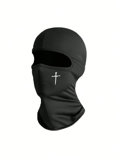 1pc/2pcs Unisex Solid Color Printed Balaclava Headwear Set, Single Hole Full Face Mask For Cycling, Suitable For Daily Wear And Outdoor Activities