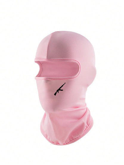 1pc/2pcs Unisex Solid Color Printed Balaclava Headwear Set, Single Hole Full Face Mask For Cycling, Suitable For Daily Wear And Outdoor Activities