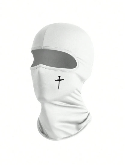1pc/2pcs Unisex Solid Color Printed Balaclava Headwear Set, Single Hole Full Face Mask For Cycling, Suitable For Daily Wear And Outdoor Activities