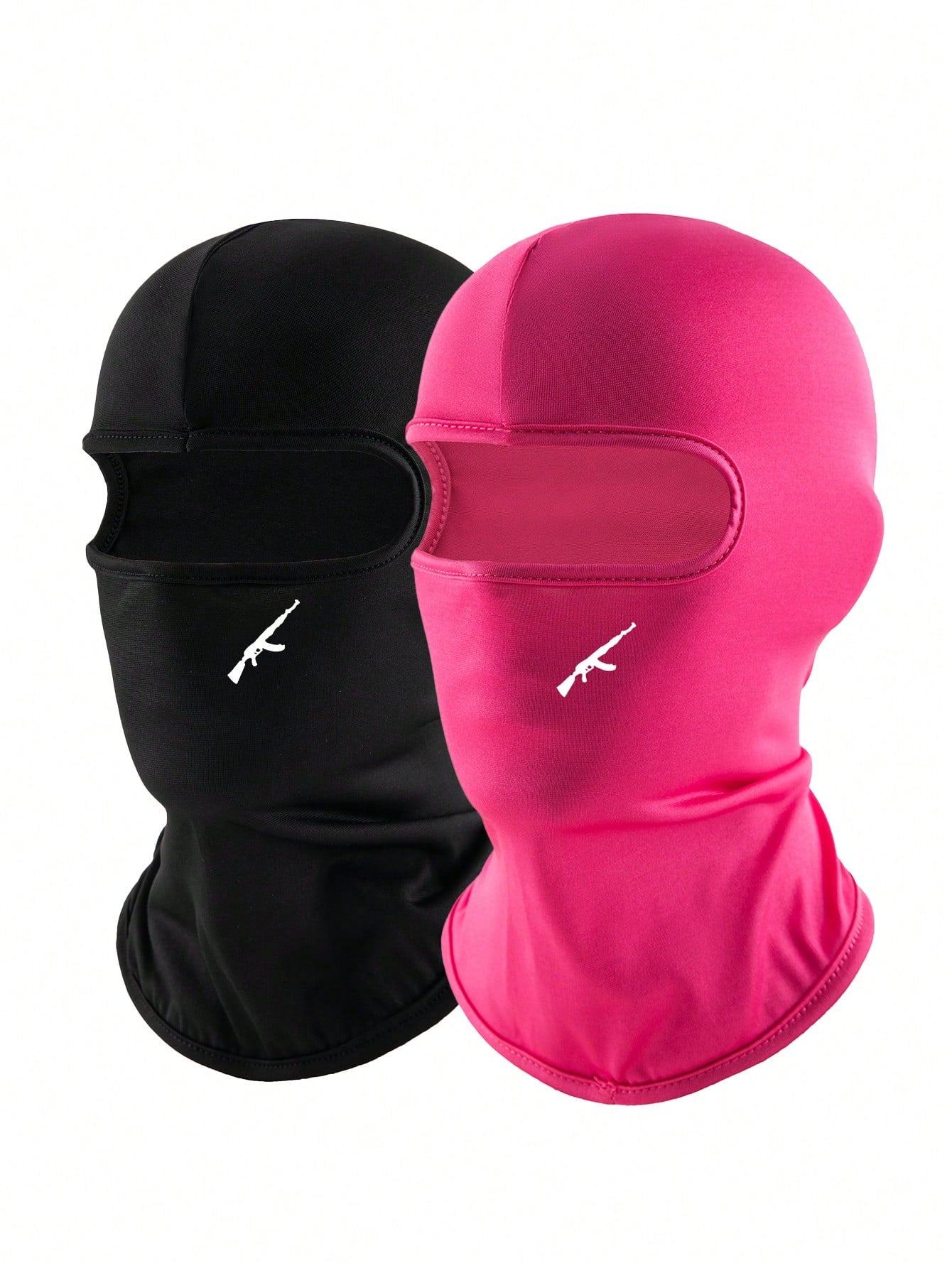 1pc/2pcs Unisex Solid Color Printed Balaclava Headwear Set, Single Hole Full Face Mask For Cycling, Suitable For Daily Wear And Outdoor Activities