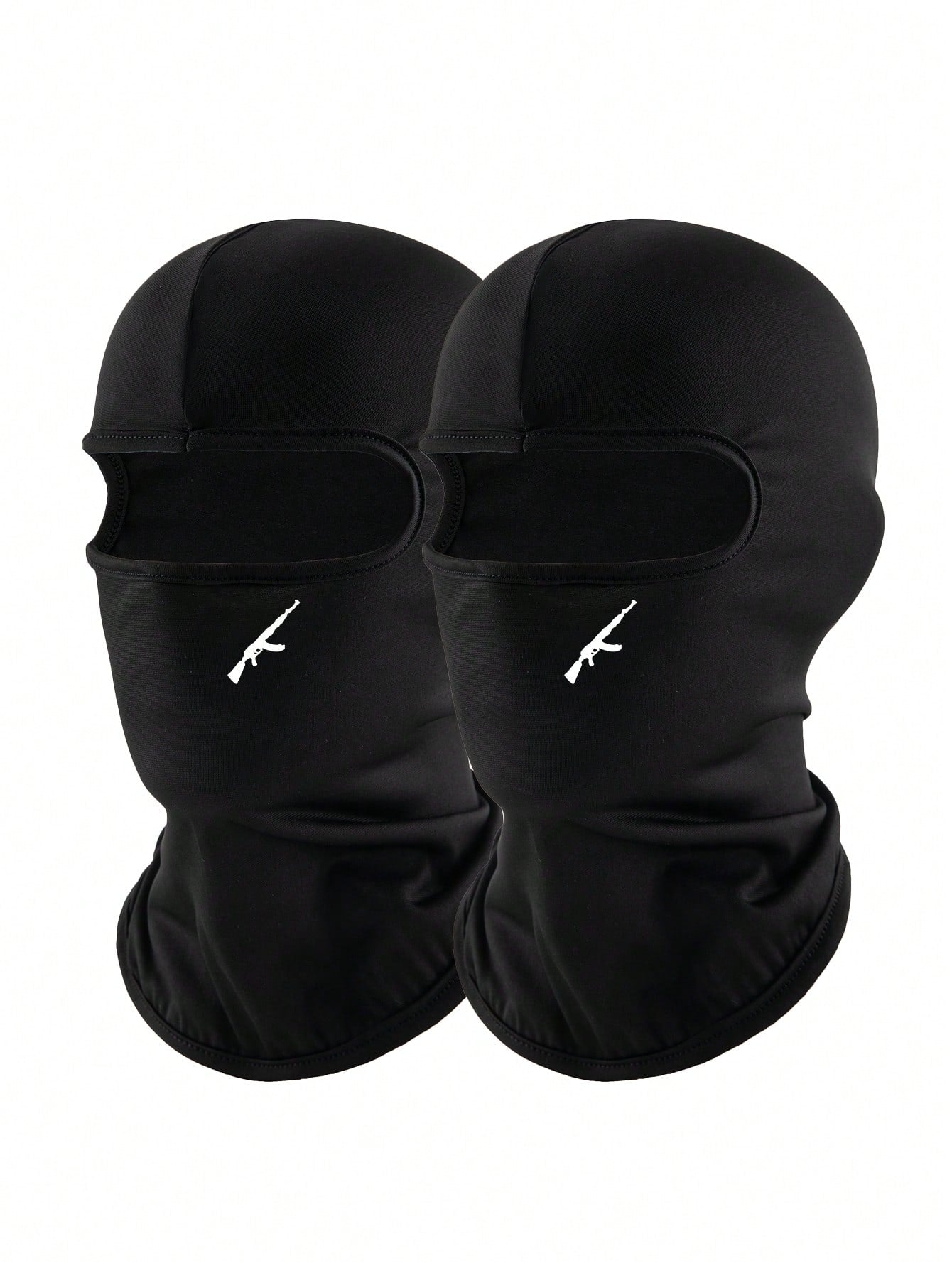 1pc/2pcs Unisex Solid Color Printed Balaclava Headwear Set, Single Hole Full Face Mask For Cycling, Suitable For Daily Wear And Outdoor Activities