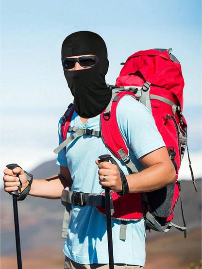 1pc/2pcs Unisex Solid Color Printed Balaclava Headwear Set, Single Hole Full Face Mask For Cycling, Suitable For Daily Wear And Outdoor Activities