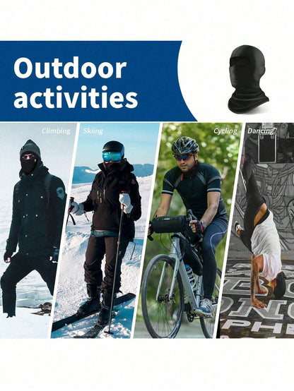 1pc/2pcs Unisex Solid Color Printed Balaclava Headwear Set, Single Hole Full Face Mask For Cycling, Suitable For Daily Wear And Outdoor Activities