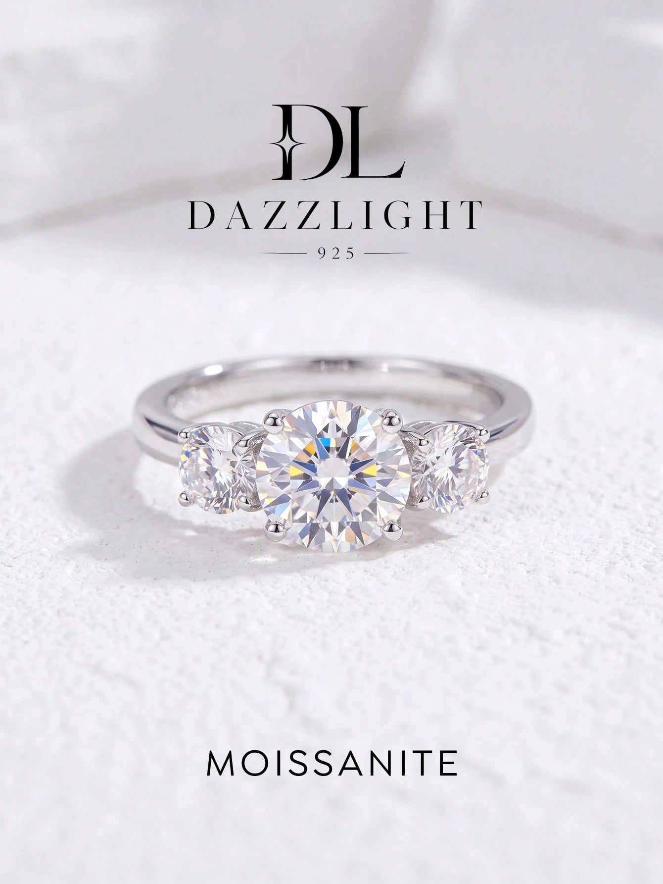 1pc 3-Diamond 4-Prong Moissanite Engagement Ring, D Color, 1 Carat, 925 Sterling Silver, Suitable For Proposal, Gift For Wife/Girlfriend, Birthday, Anniversary, Bridal Jewelry